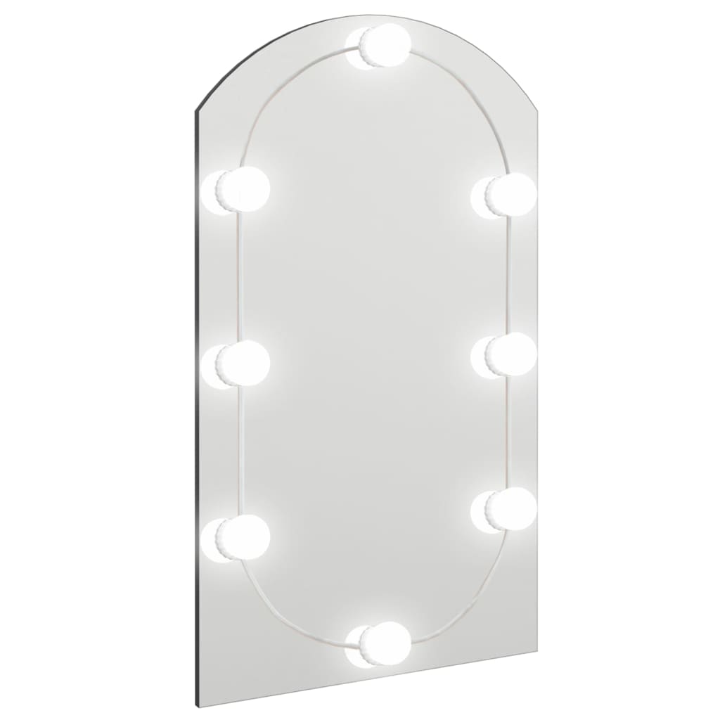 Speil med LED-lys 70x40 cm glass oval