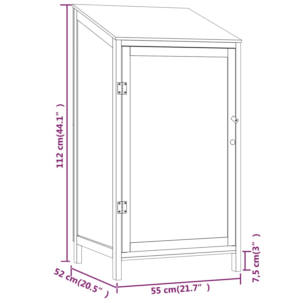 Hageskur antrasitt 55x52x112 cm heltre gran