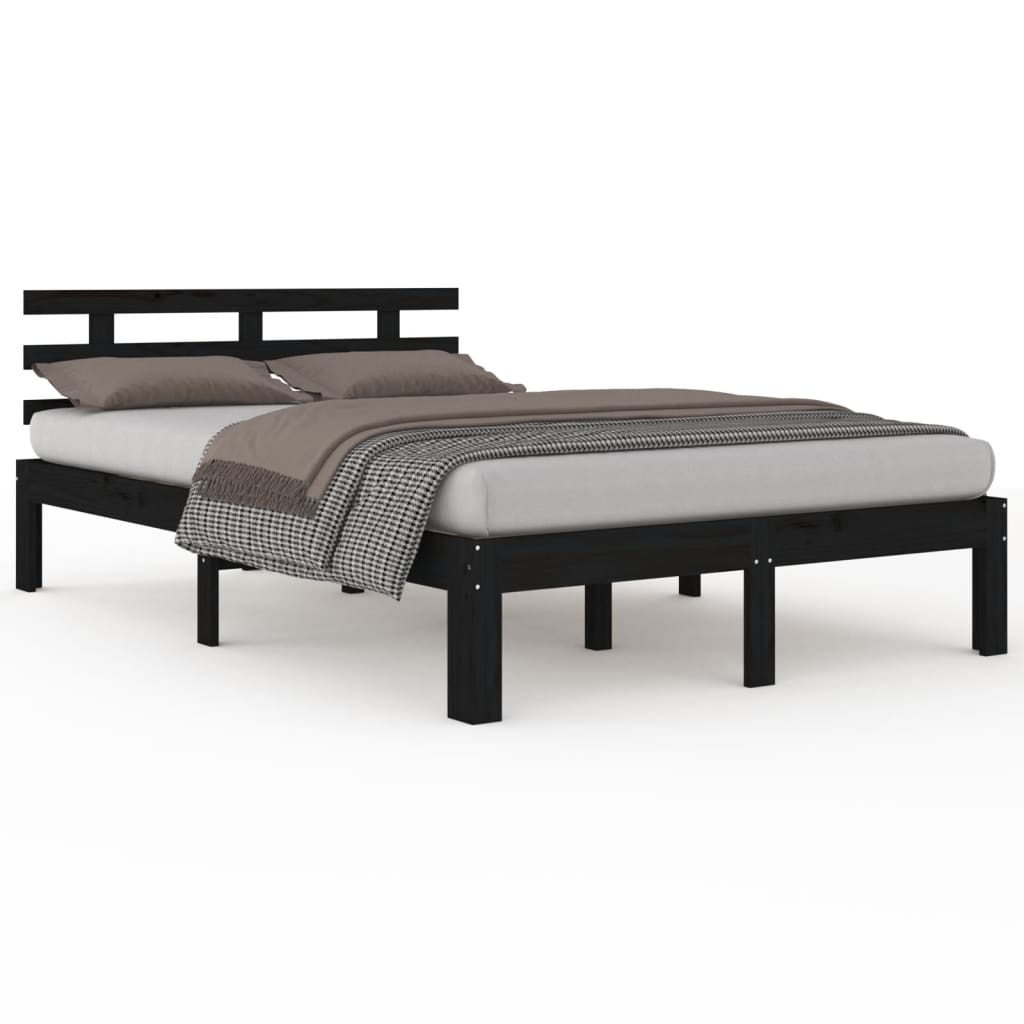 Sengeramme svart heltre 200x200 cm