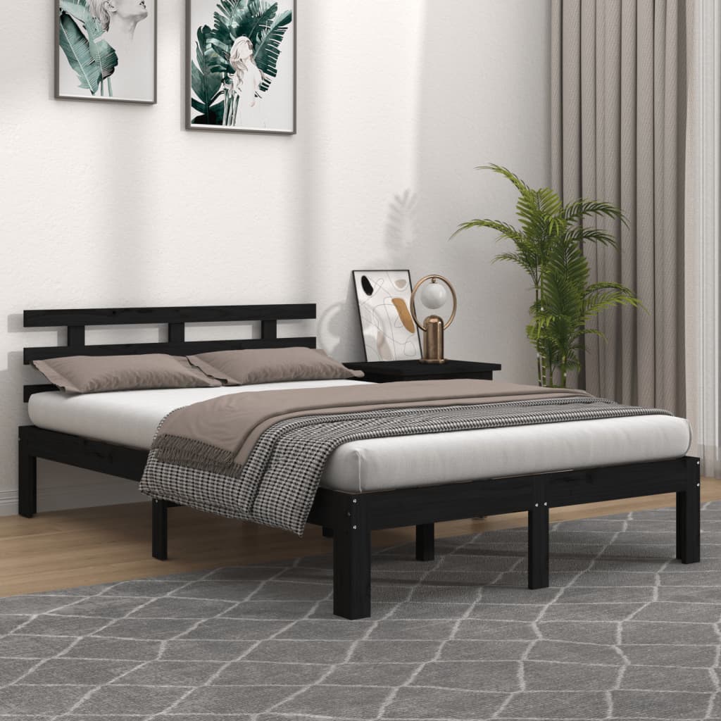 Sengeramme svart heltre 200x200 cm