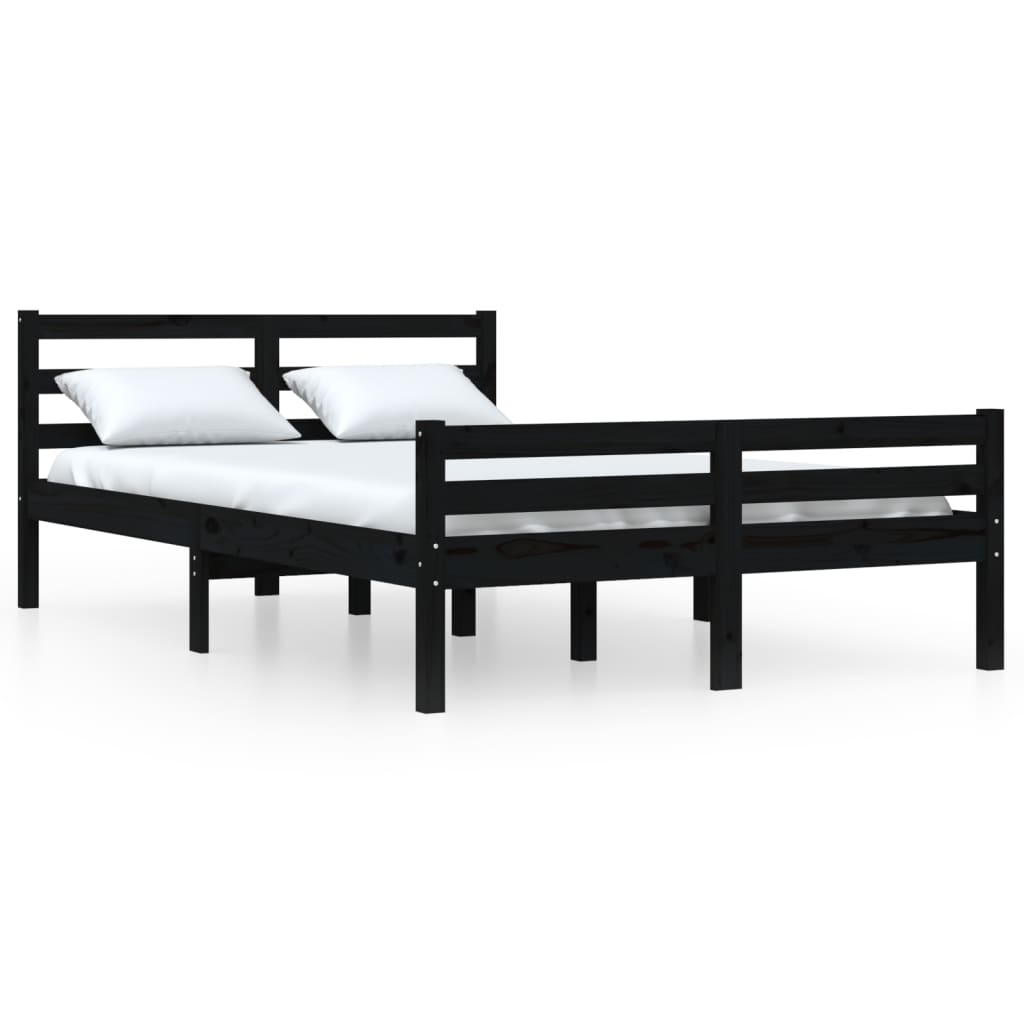 Sengeramme svart heltre 140x190 cm