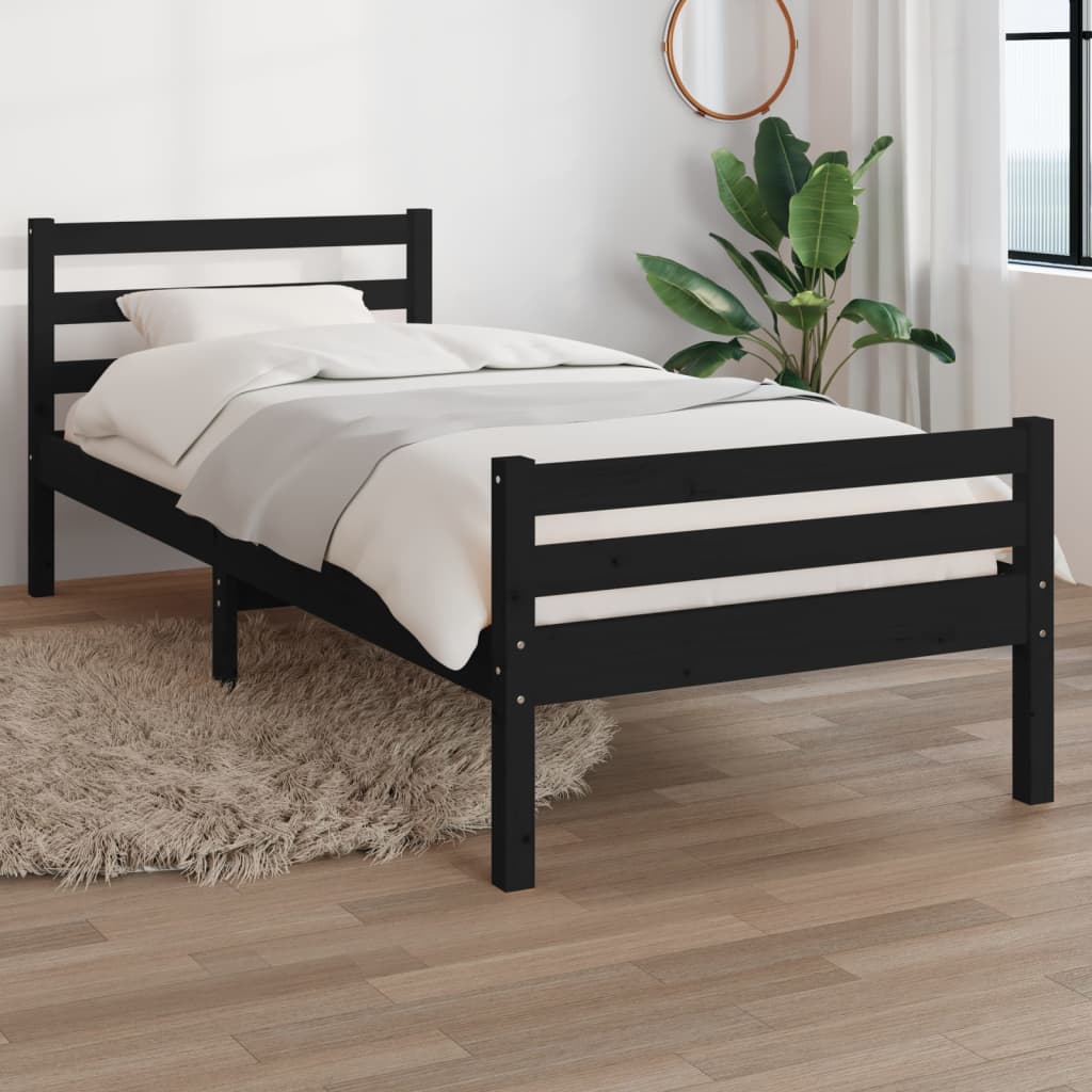 Sengeramme svart heltre 100x200 cm