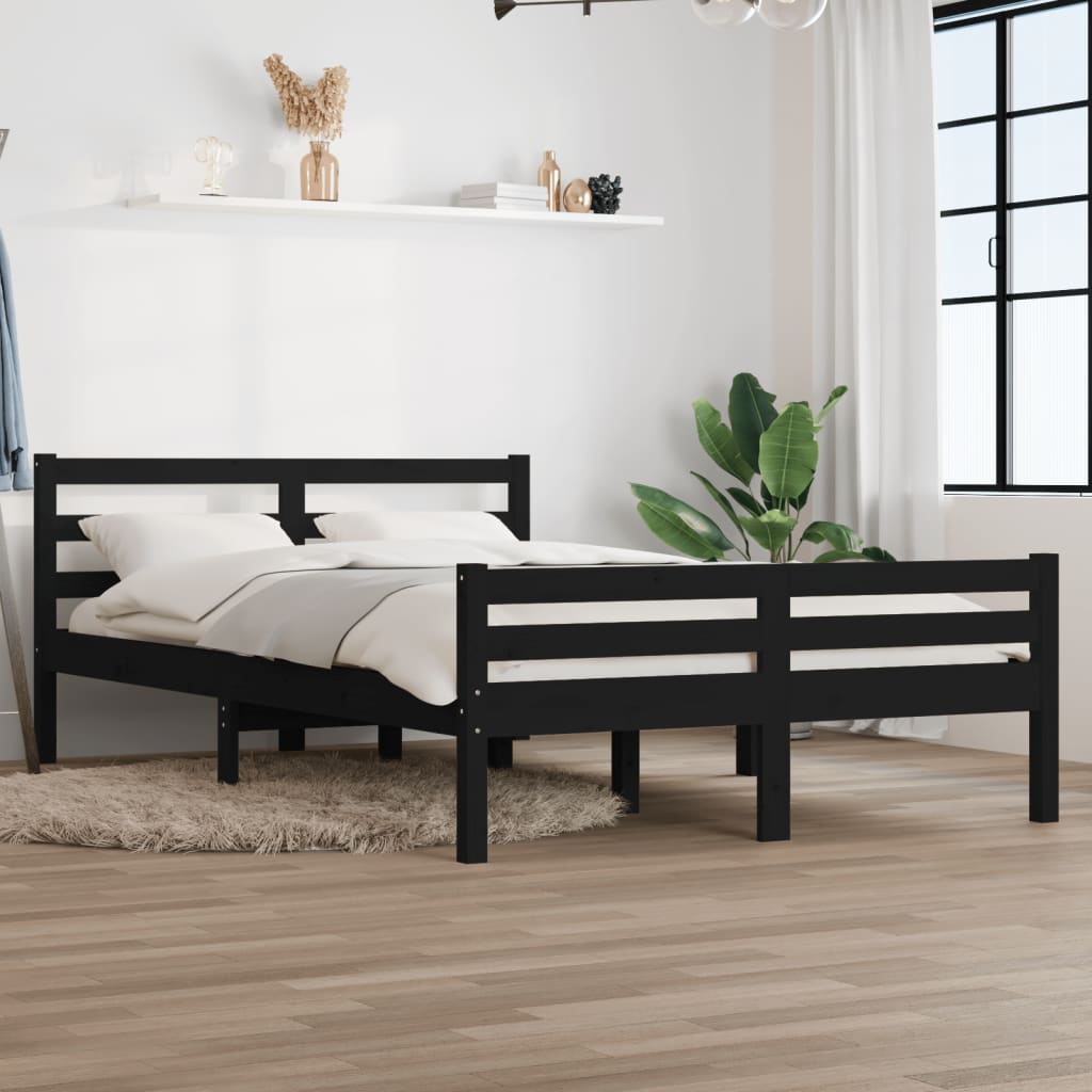 Sengeramme svart heltre 120x200 cm
