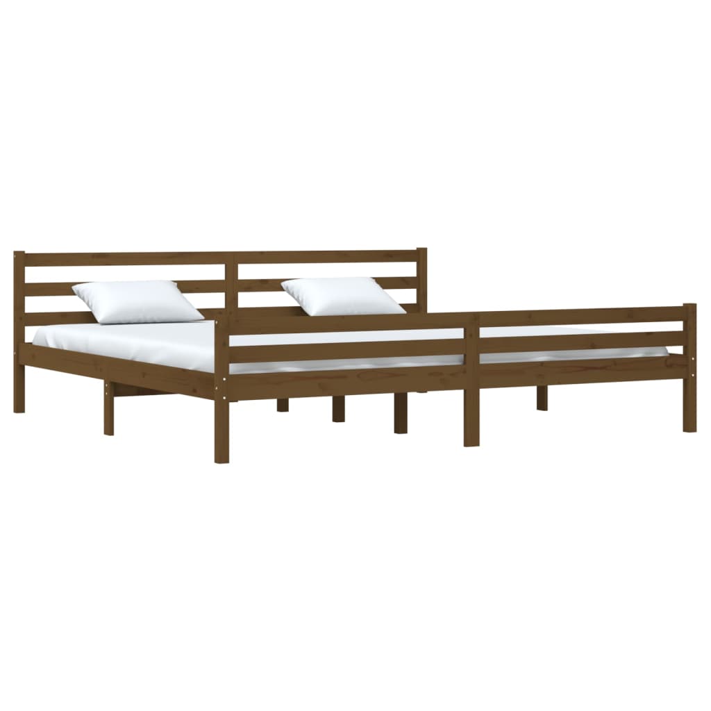 Sengeramme honningbrun heltre 200x200 cm