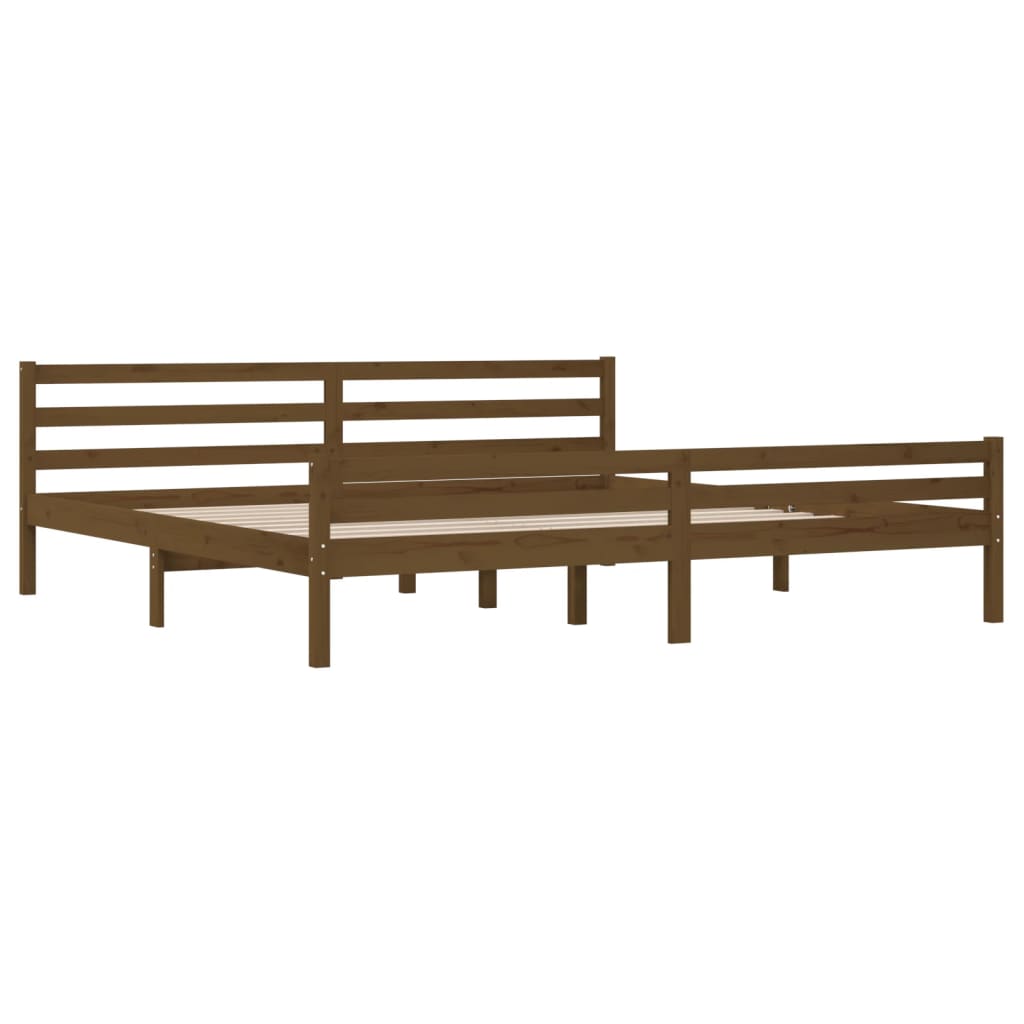 Sengeramme honningbrun heltre 200x200 cm