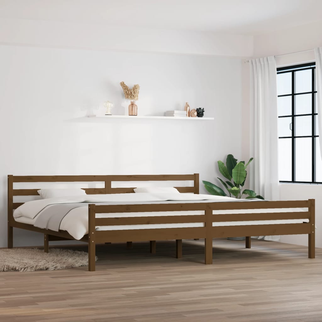 Sengeramme honningbrun heltre 200x200 cm