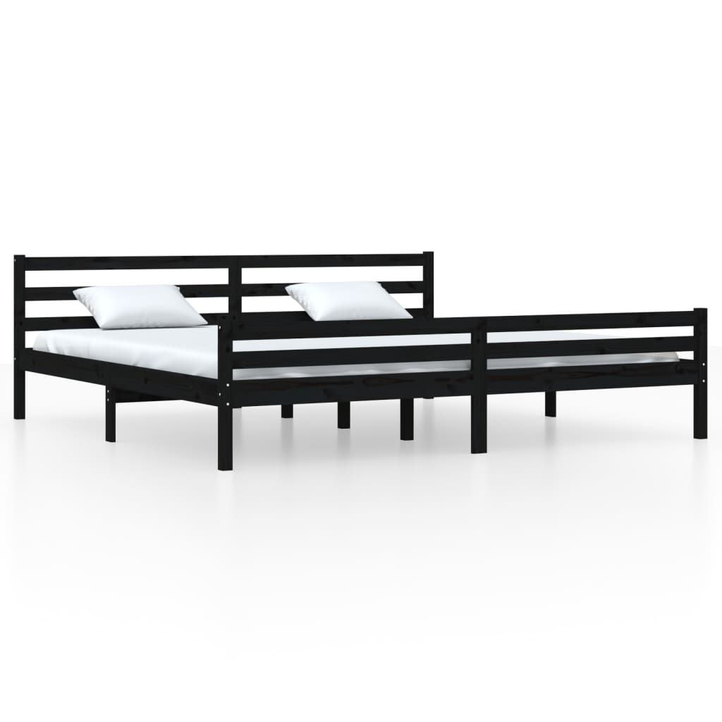 Sengeramme svart heltre 200x200 cm