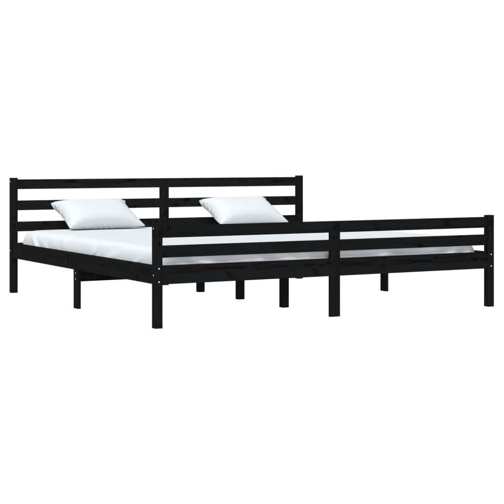 Sengeramme svart heltre 200x200 cm