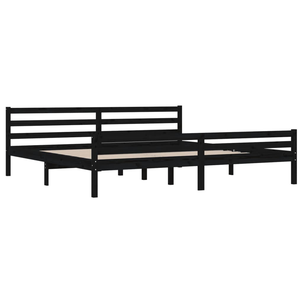 Sengeramme svart heltre 200x200 cm