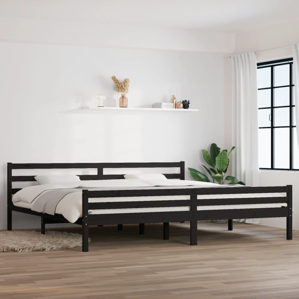 Sengeramme svart heltre 200x200 cm