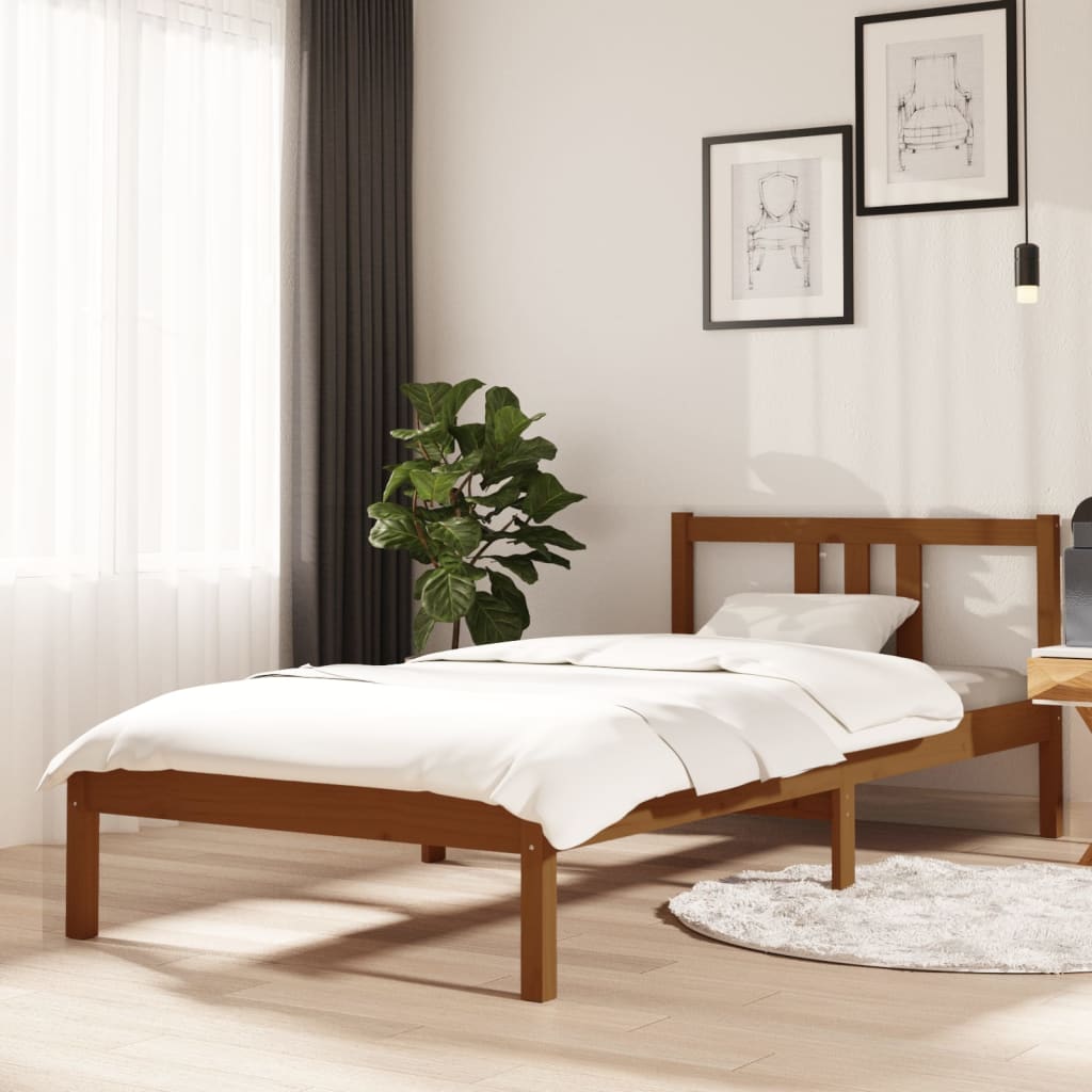 Sengeramme honningbrun heltre 90x200 cm