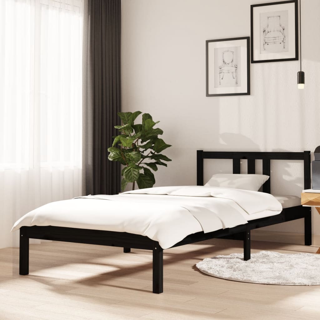 Sengeramme svart heltre 90x200 cm