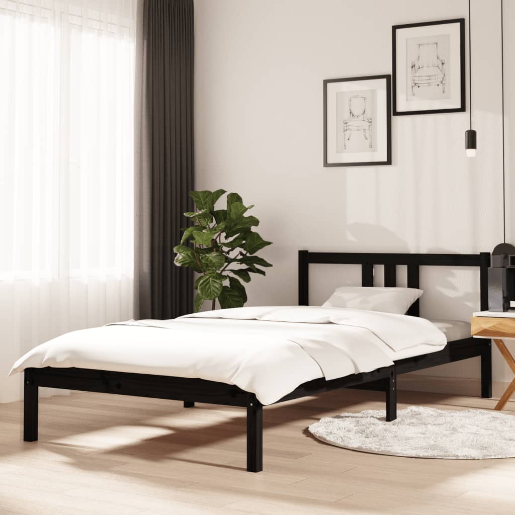 Sengeramme svart heltre 100x200 cm
