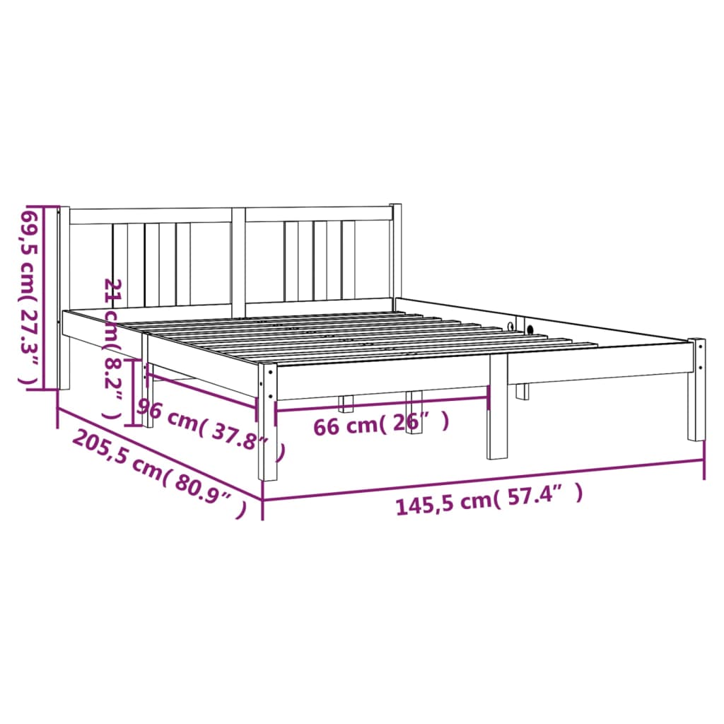 Sengeramme hvit heltre 140x200 cm