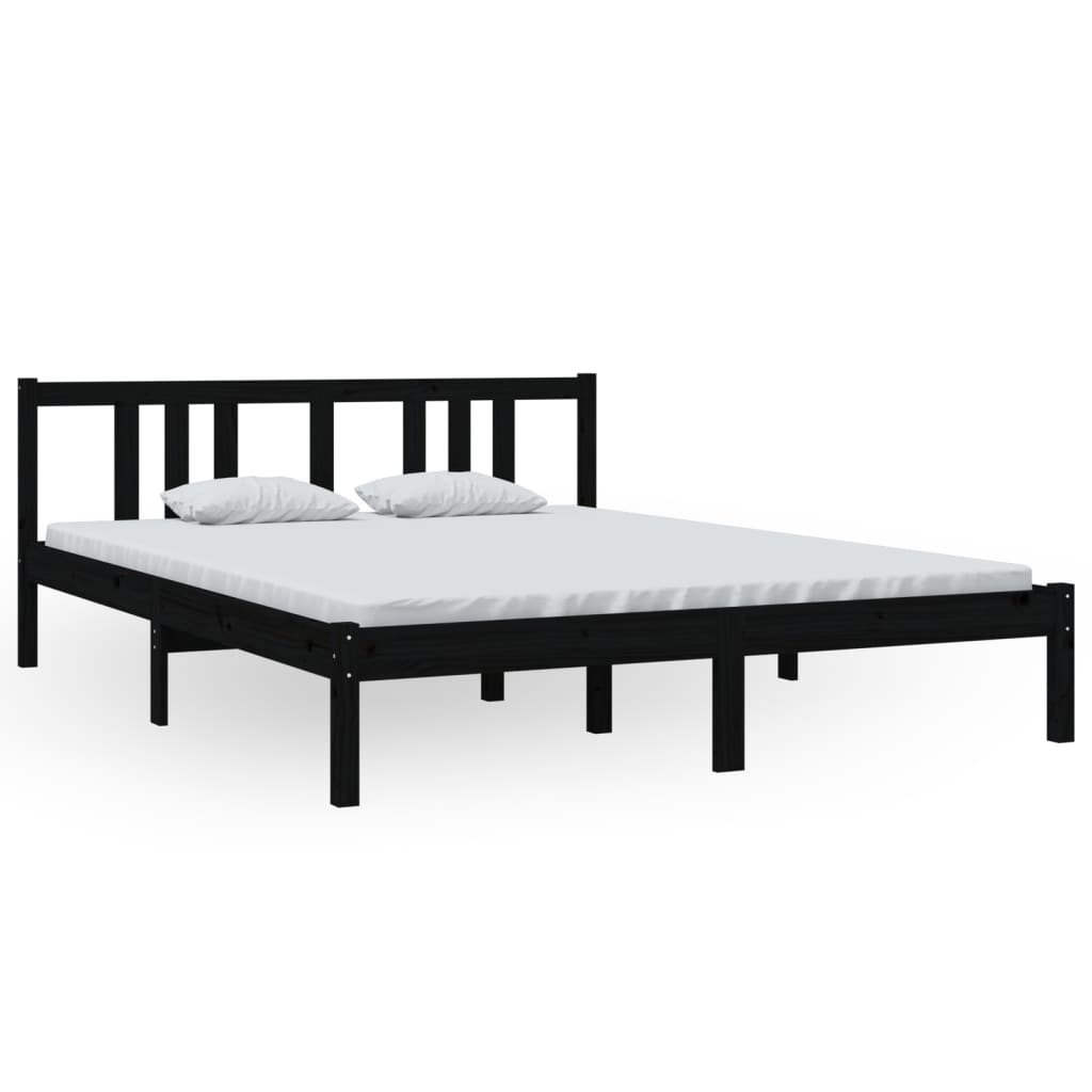Sengeramme svart heltre 150x200 cm King Size