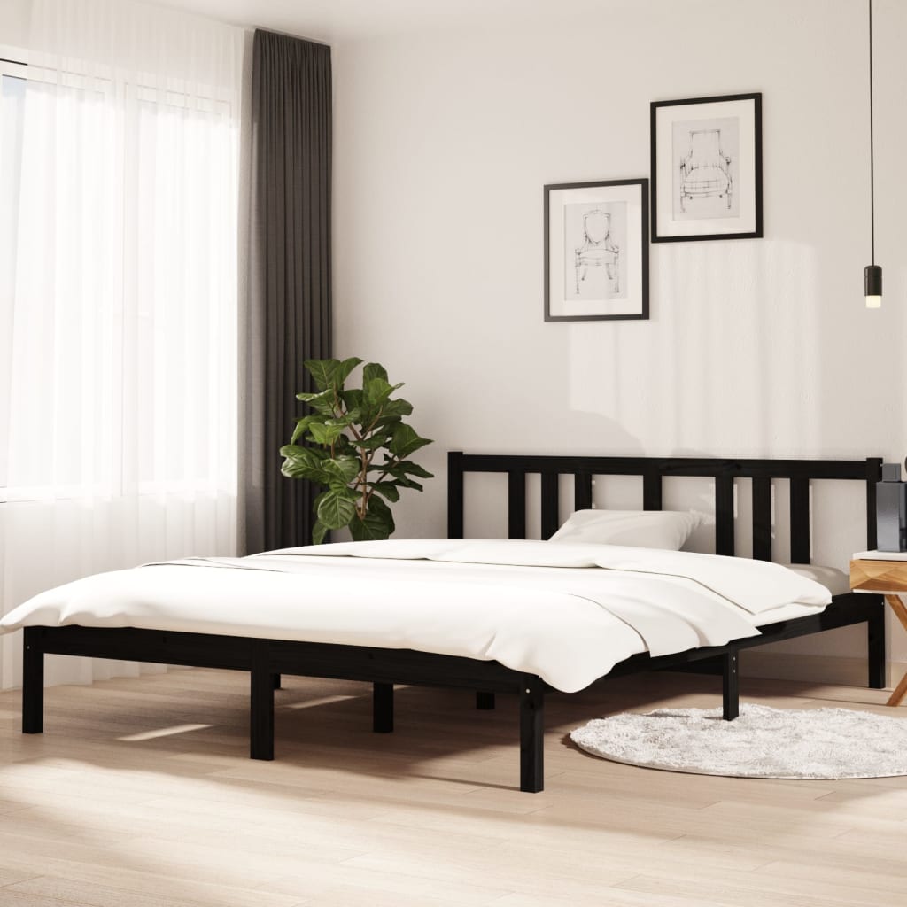 Sengeramme svart heltre 150x200 cm King Size