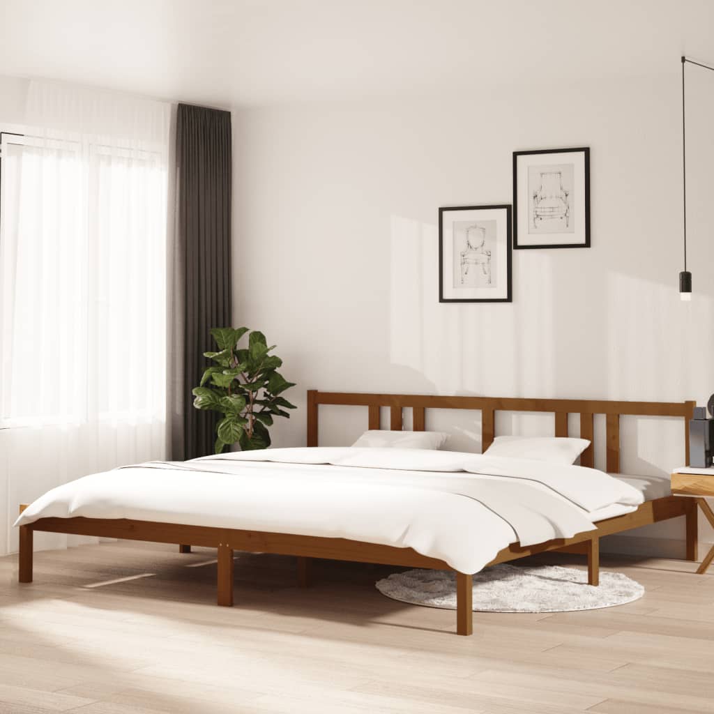 Sengeramme honningbrun heltre 200x200 cm