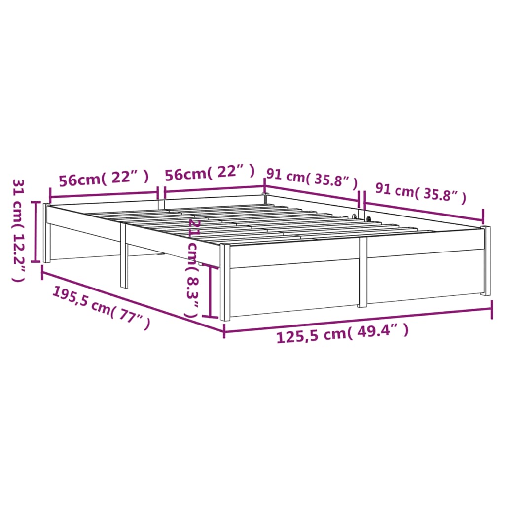 Sengeramme svart heltre 120x190 cm Small Double