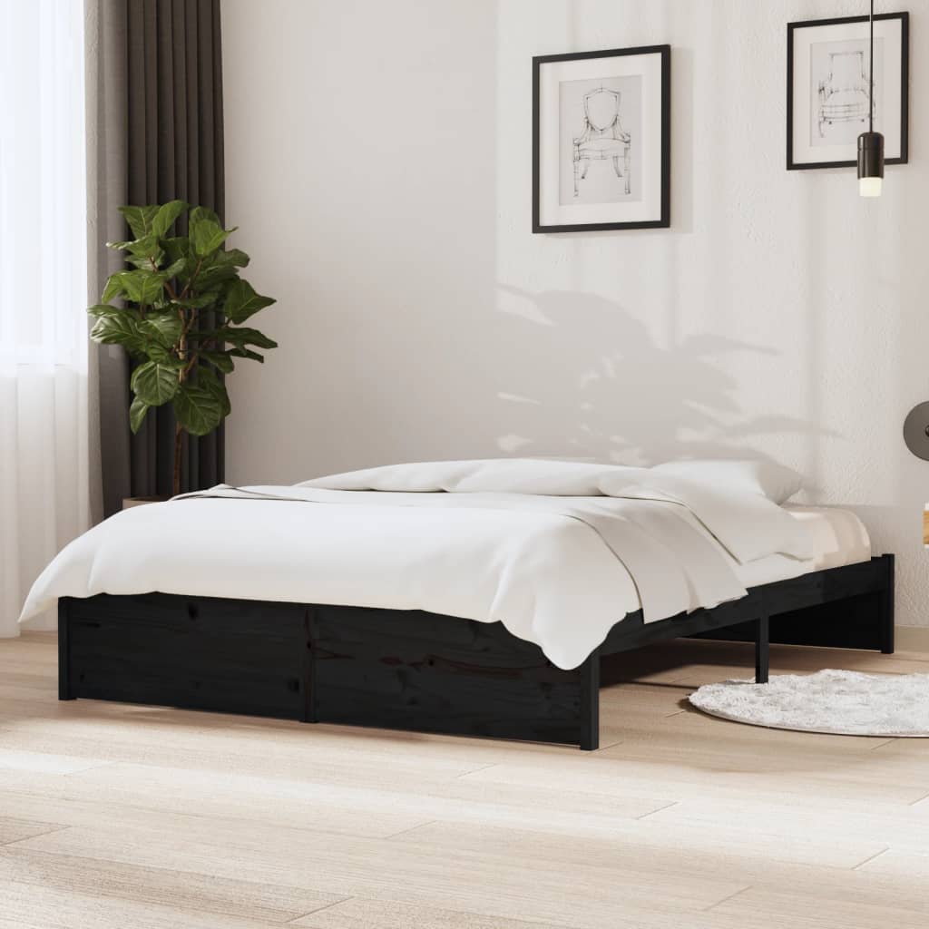 Sengeramme svart heltre 140x190 cm