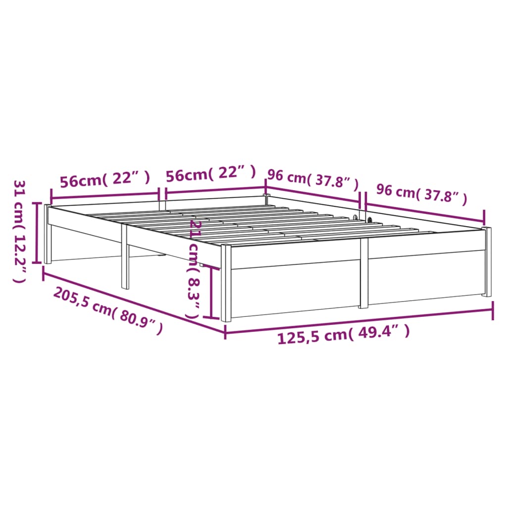 Sengeramme hvit heltre 120x200 cm