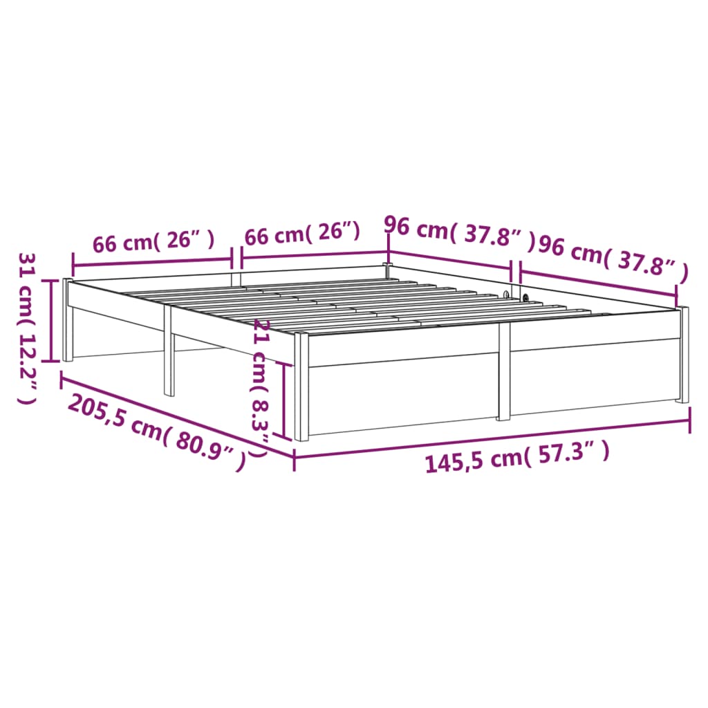 Sengeramme honningbrun heltre 140x200 cm