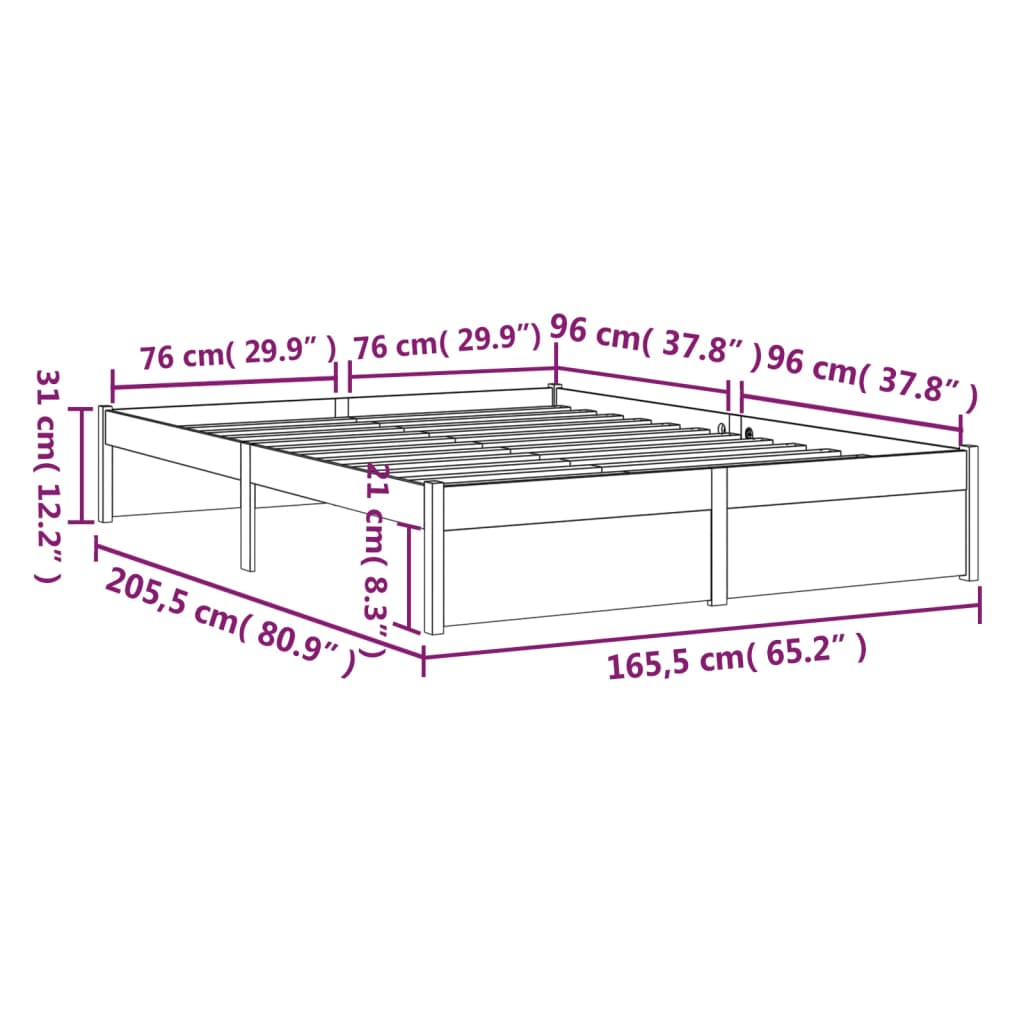 Sengeramme hvit heltre 160x200 cm