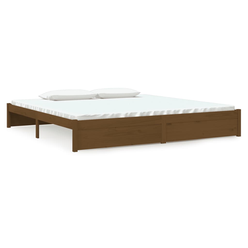 Sengeramme honningbrun heltre 200x200 cm
