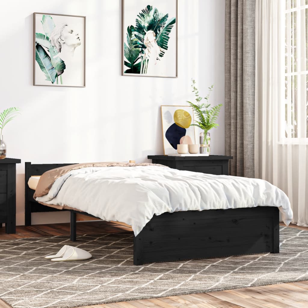 Sengeramme svart heltre 75x190 cm Small Single