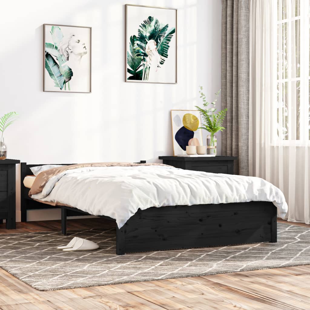 Sengeramme svart heltre 135x190 cm Double