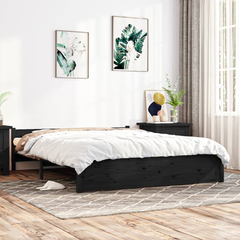 Sengeramme svart heltre 140x190 cm