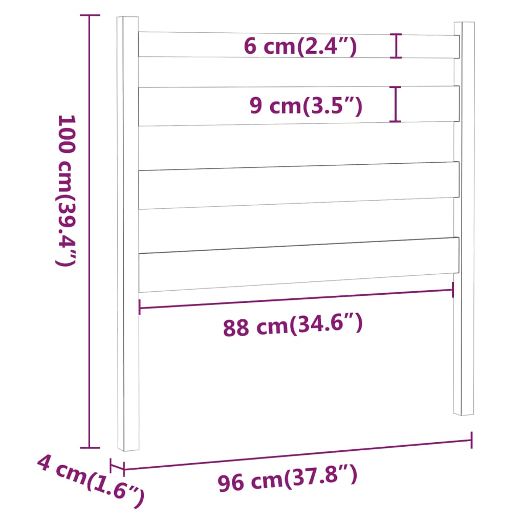 Sengegavl honningbrun 96x4x100 cm heltre furu