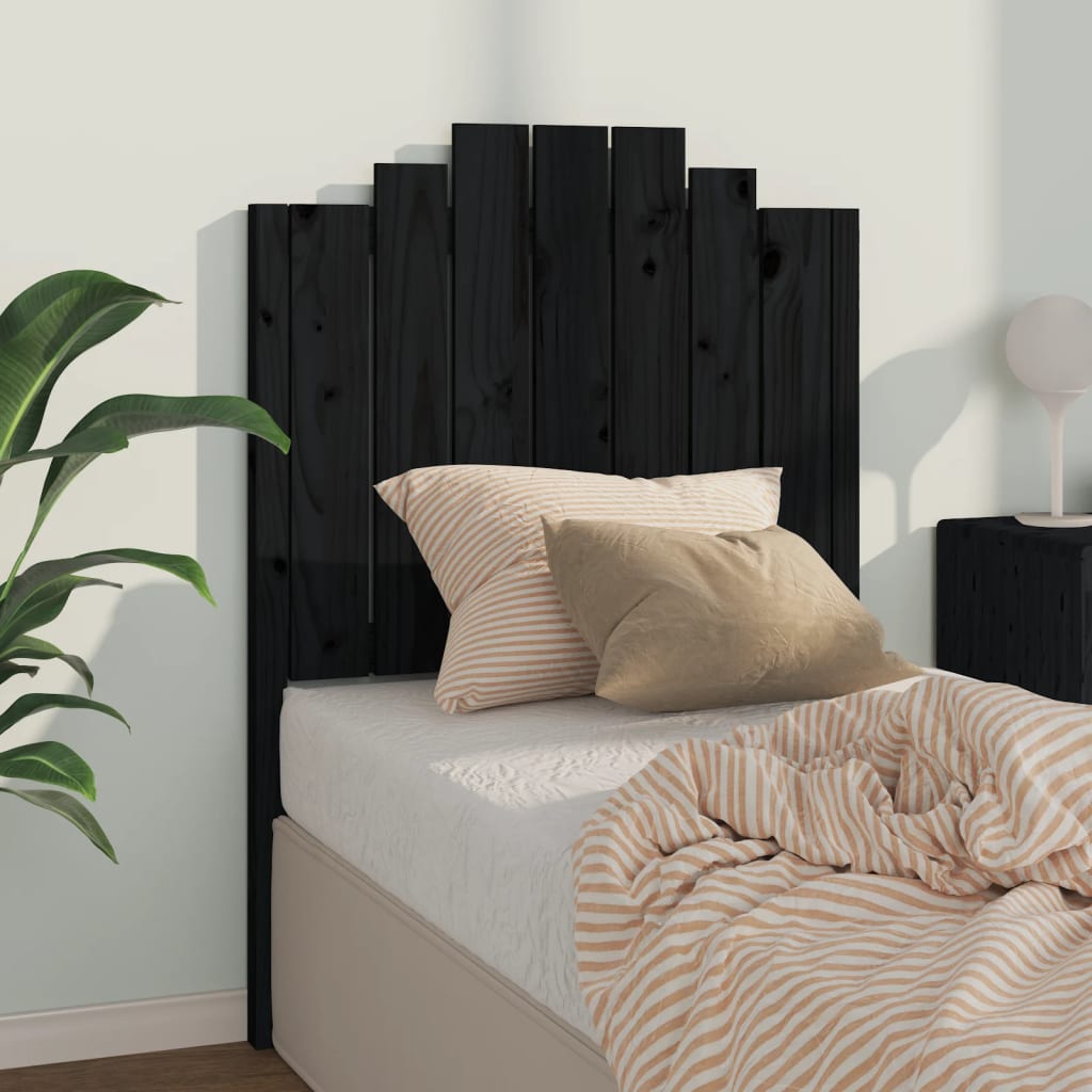 Sengegavl svart 81x4x110 cm heltre furu