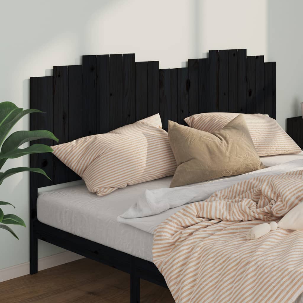 Sengegavl svart 206x4x110 cm heltre furu