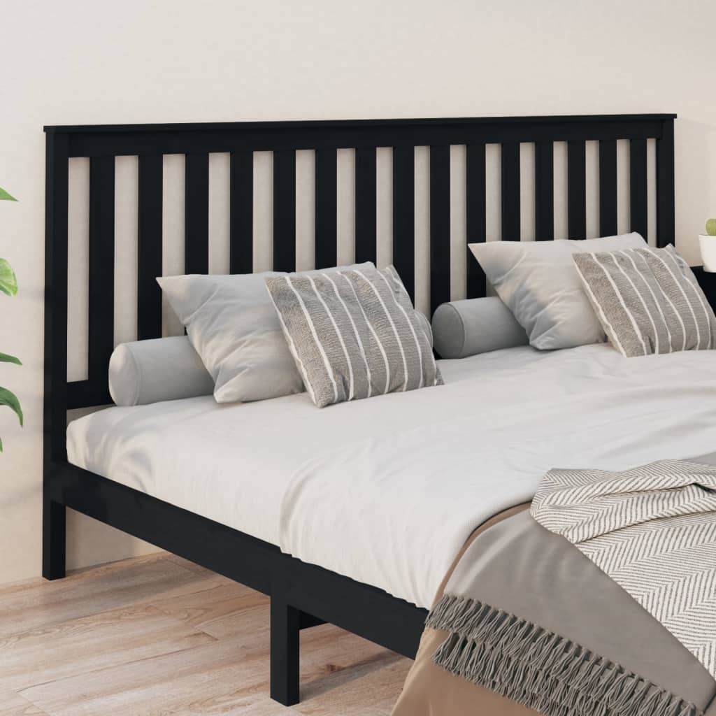 Sengegavl svart 206x6x101 cm heltre furu