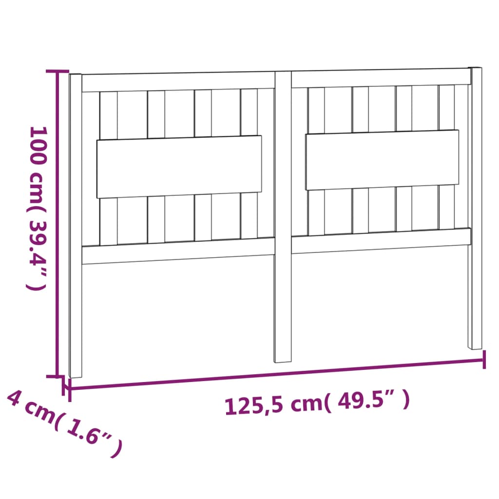 Sengegavl svart 125,5x4x100 cm heltre furu