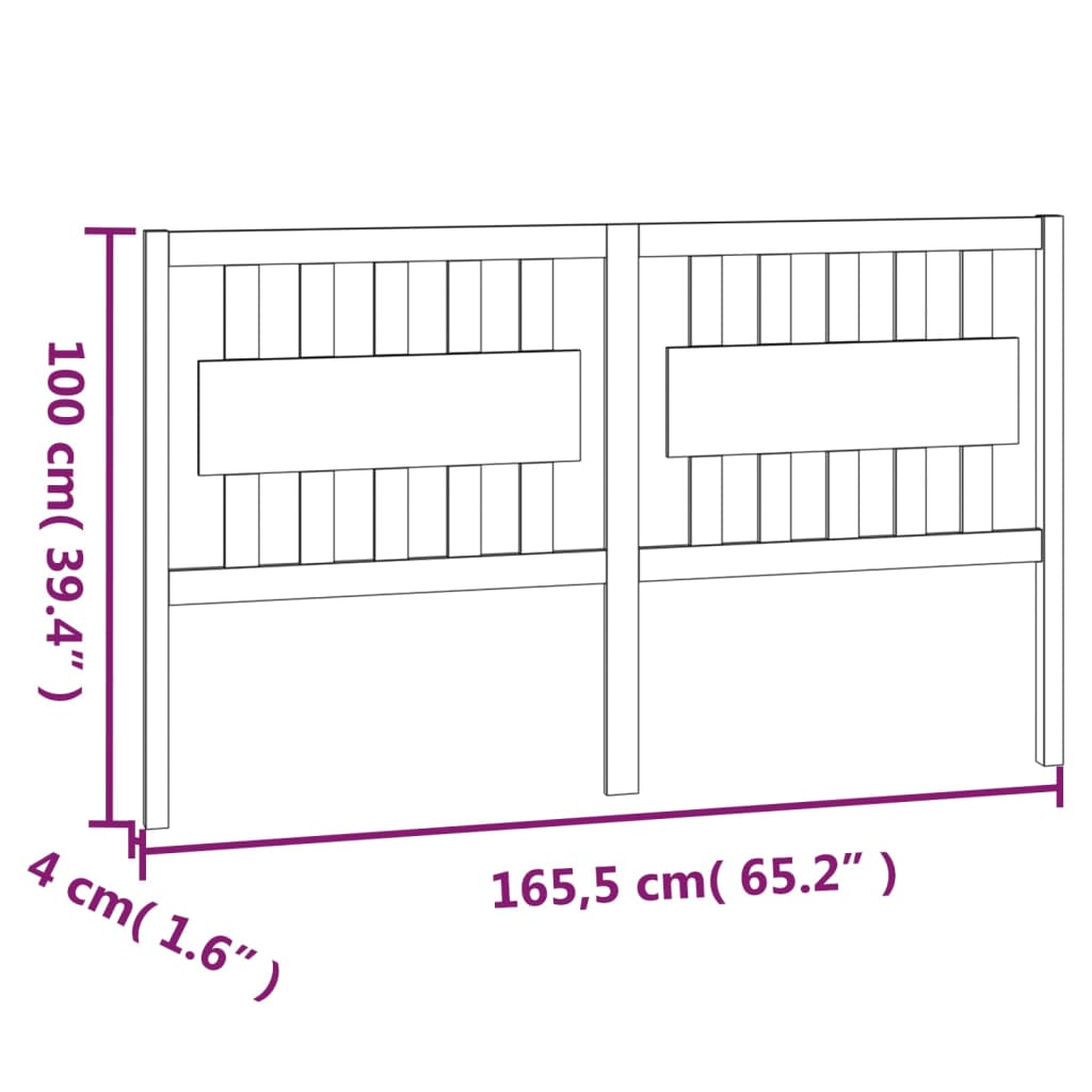 Sengegavl hvit 165,5x4x100 cm heltre furu