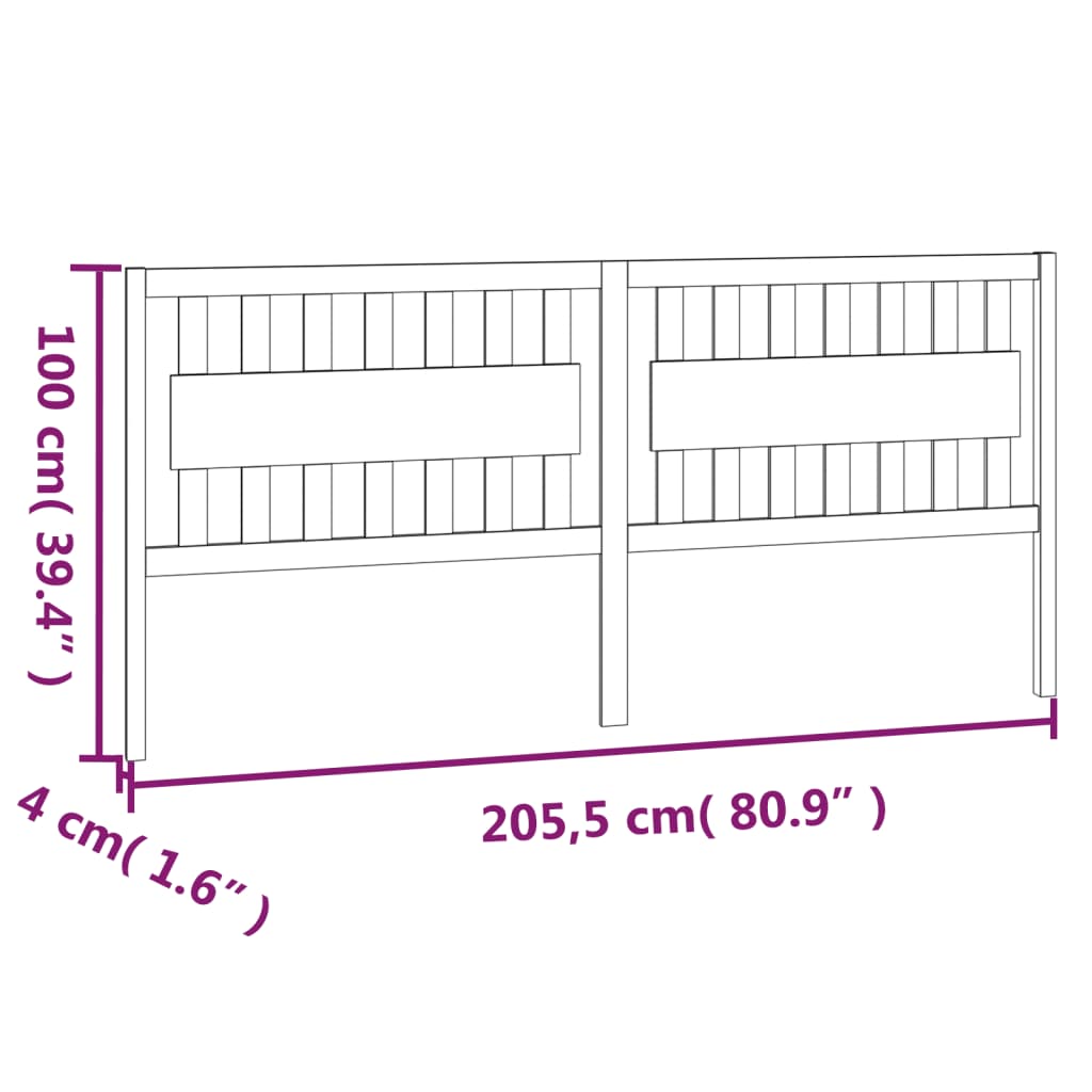 Sengegavl hvit 205,5x4x100 cm heltre furu