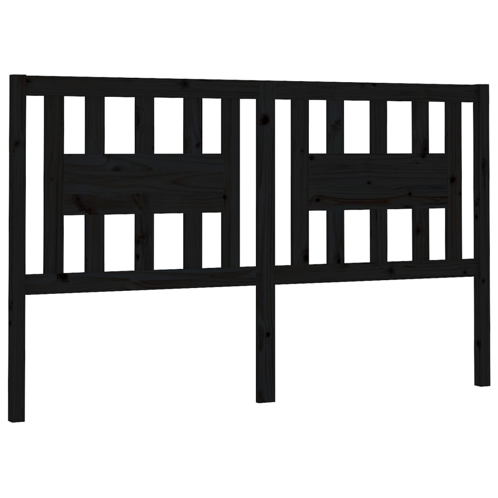 Sengegavl svart 126x4x100 cm heltre furu