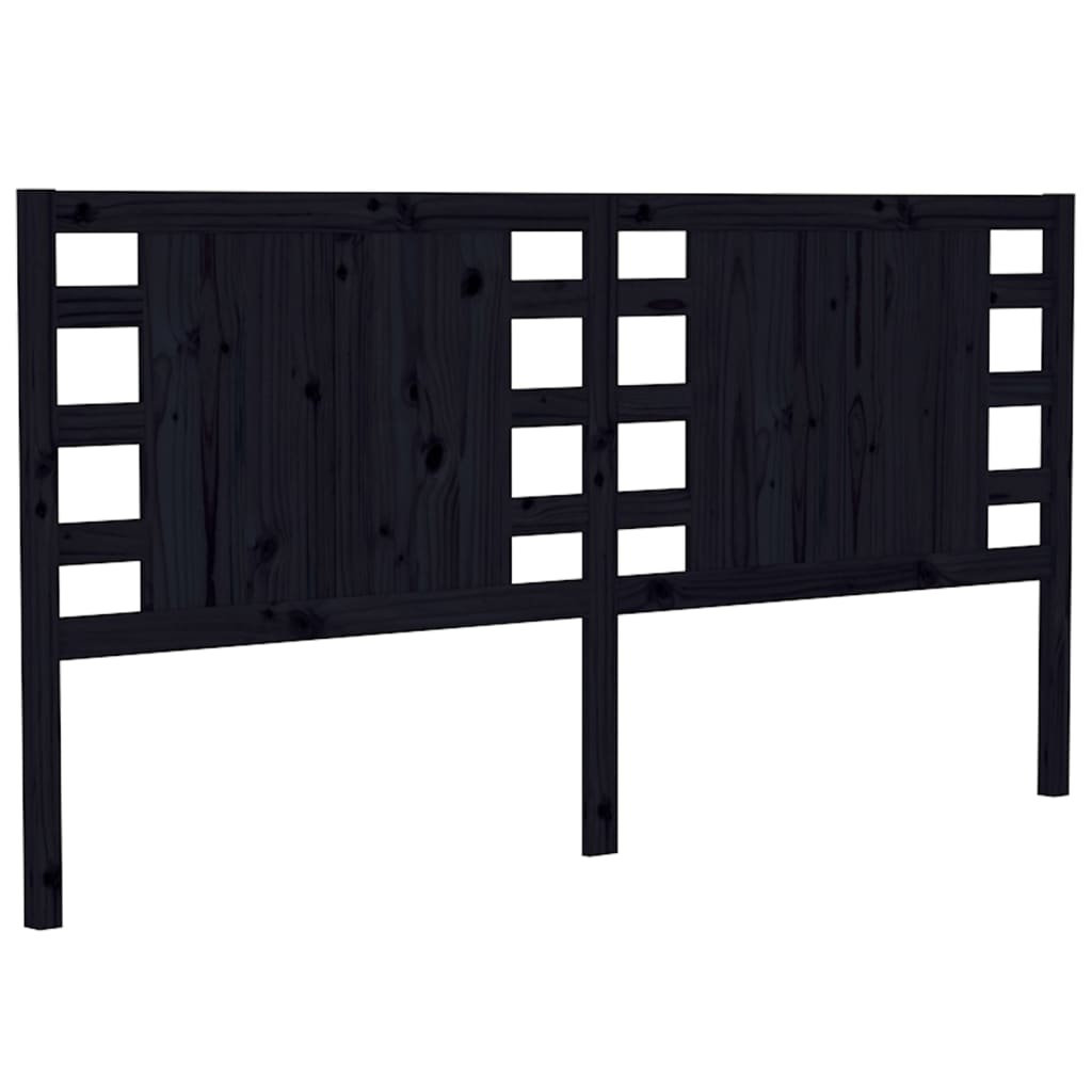 Sengegavl svart 126x4x100 cm heltre furu