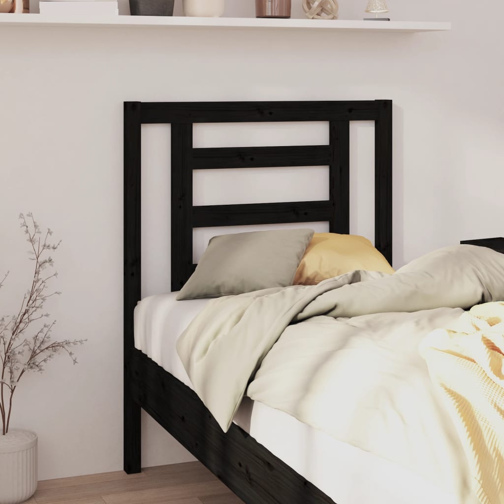 Sengegavl svart 81x4x100 cm heltre furu
