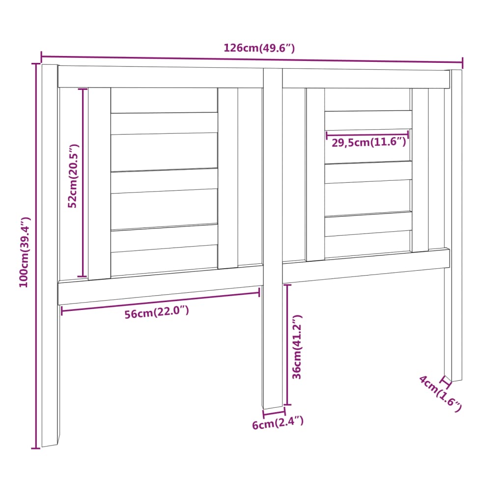 Sengegavl honningbrun 126x4x100 cm heltre furu