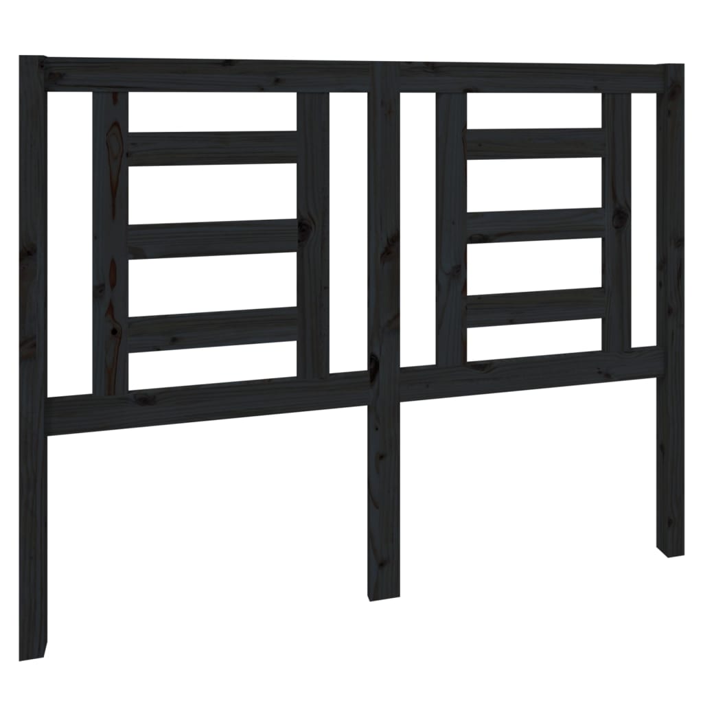 Sengegavl svart 126x4x100 cm heltre furu