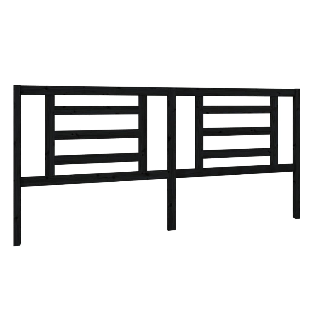 Sengegavl svart 206x4x100 cm heltre furu