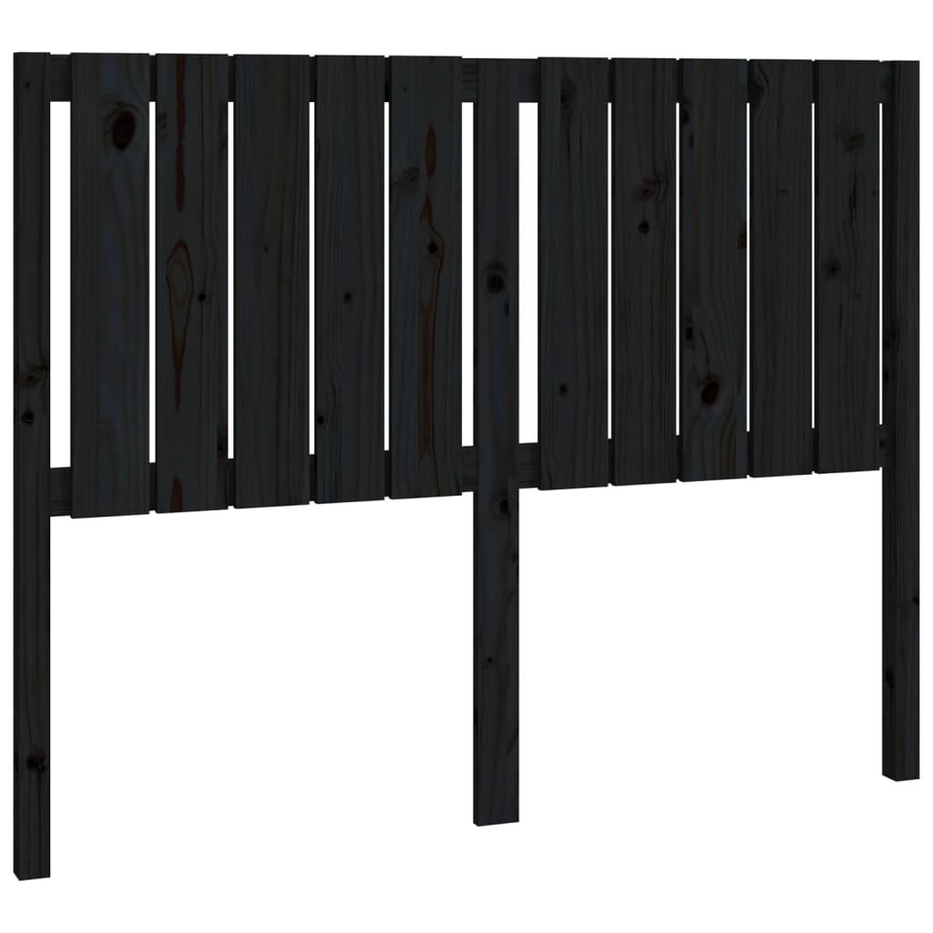 Sengegavl svart 125,5x4x100 cm heltre furu