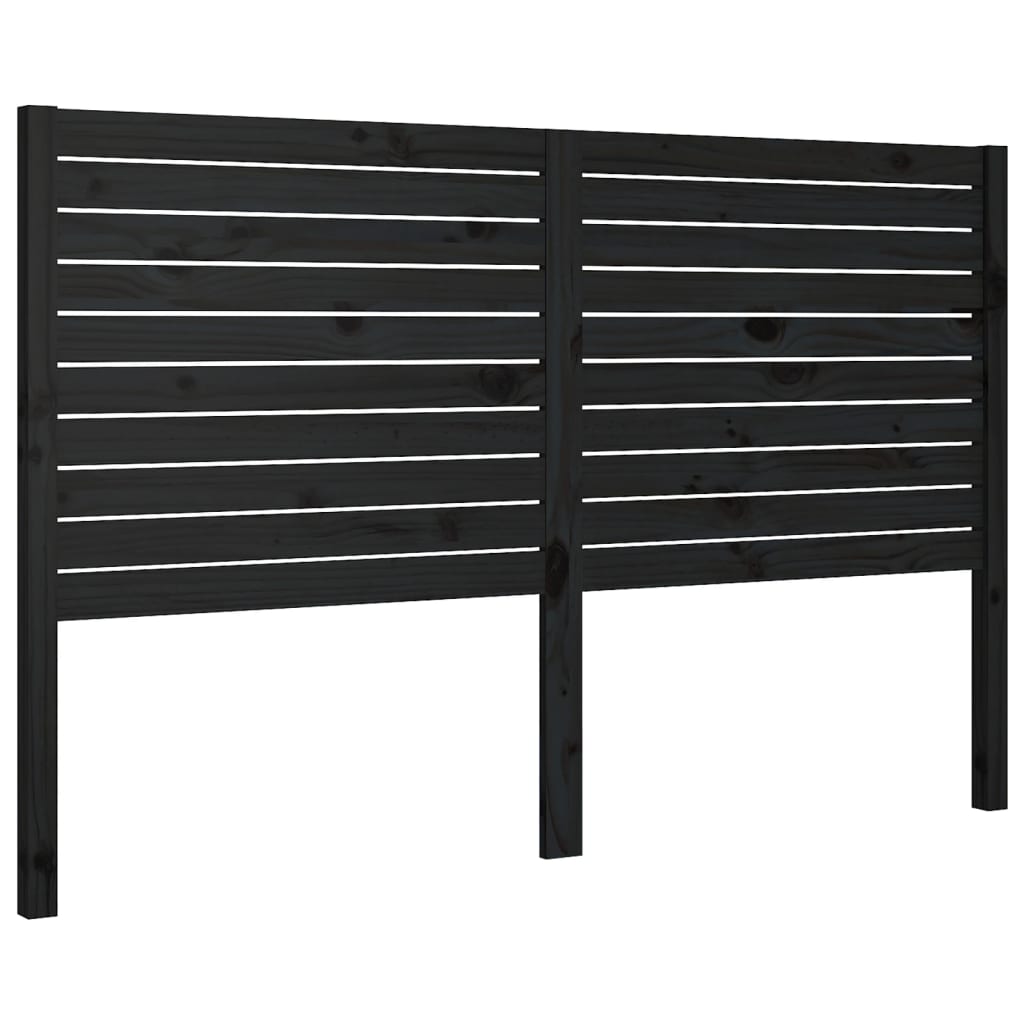 Sengegavl svart 146x4x100 cm heltre furu