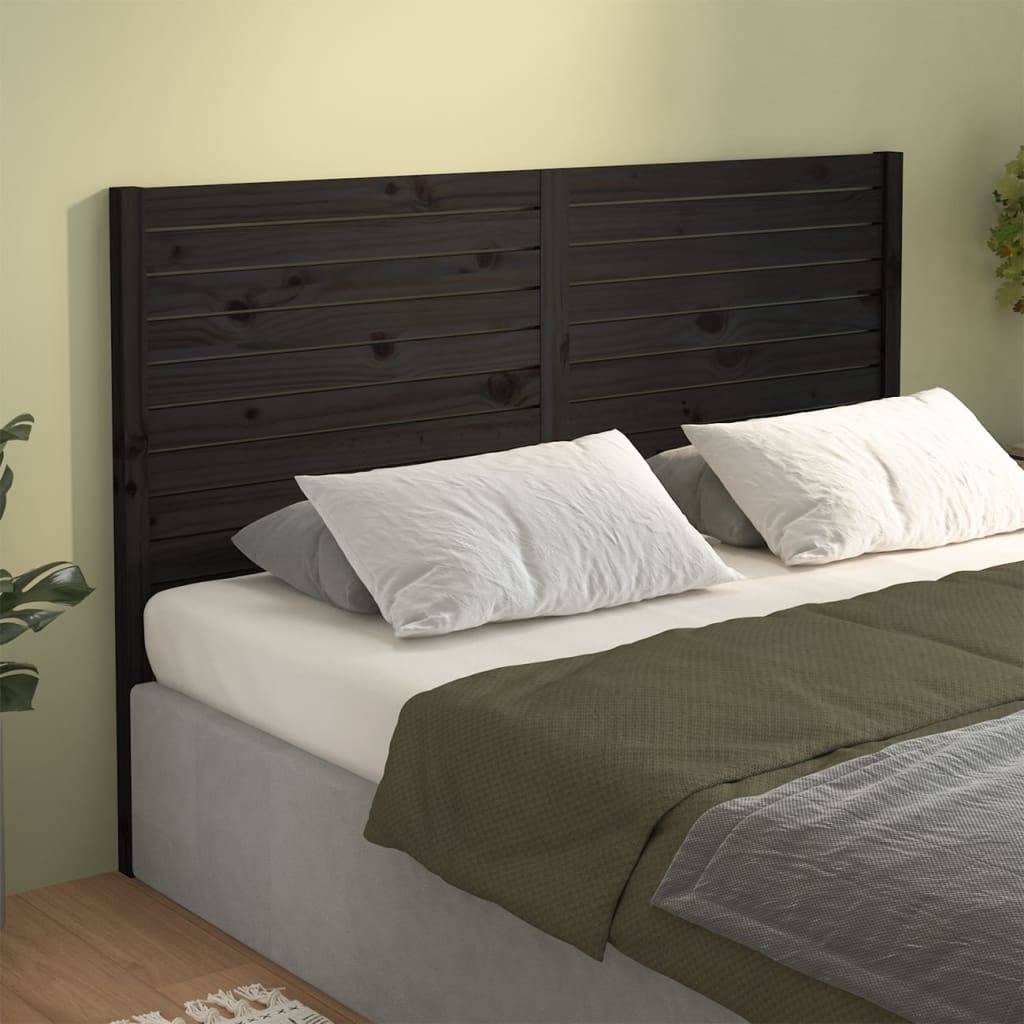 Sengegavl svart 186x4x100 cm heltre furu