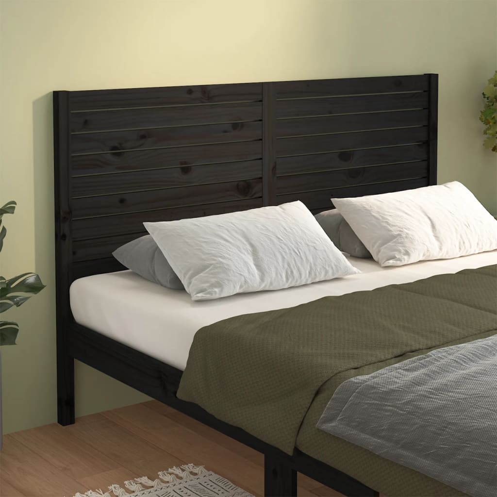 Sengegavl svart 186x4x100 cm heltre furu