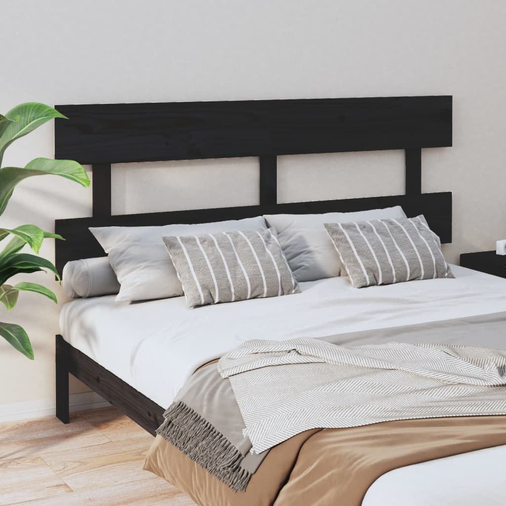 Sengegavl svart 164x3x81 cm heltre furu