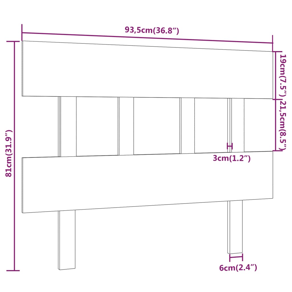 Sengegavl honningbrun 93,5x3x81 cm heltre furu