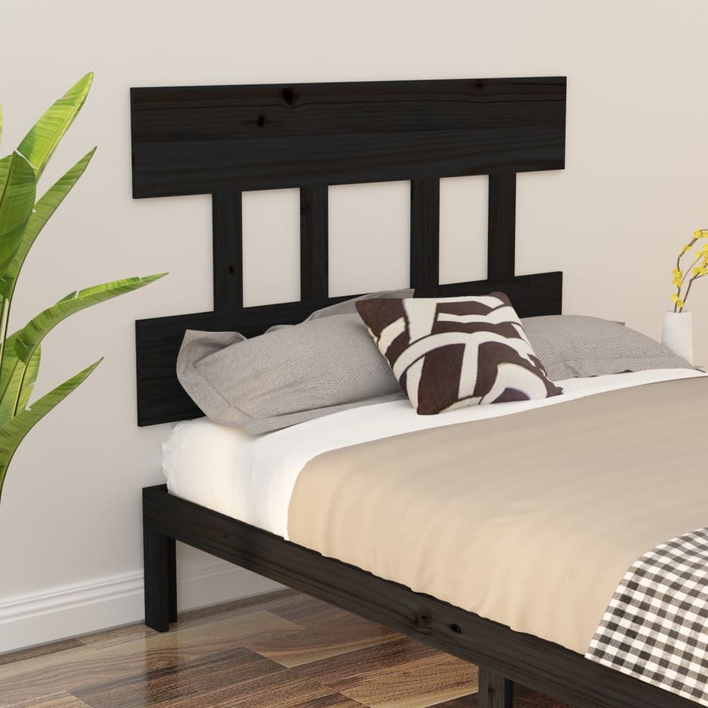 Sengegavl svart 103,5x3x81 cm heltre furu